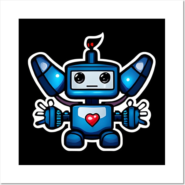 Robo Looking For A Heart & Love Wall Art by Art by Nabes